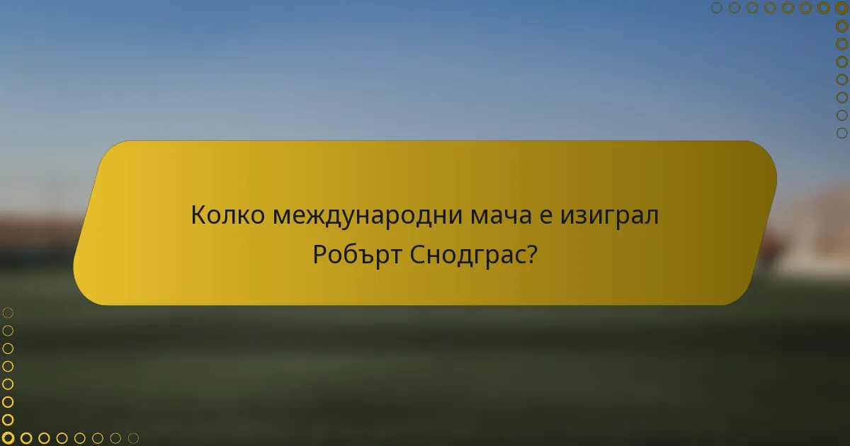 Колко международни мача е изиграл Робърт Снодграс?