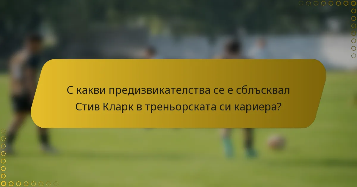 С какви предизвикателства се е сблъсквал Стив Кларк в треньорската си кариера?